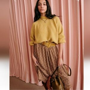 Sezane Lupe Maria Skirt in brown floral